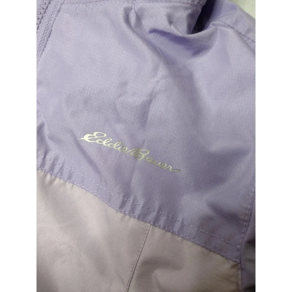 Eddie Bauer Kids Purple Fleece Lined Hooded Windbreaker Jacket XS 5/6